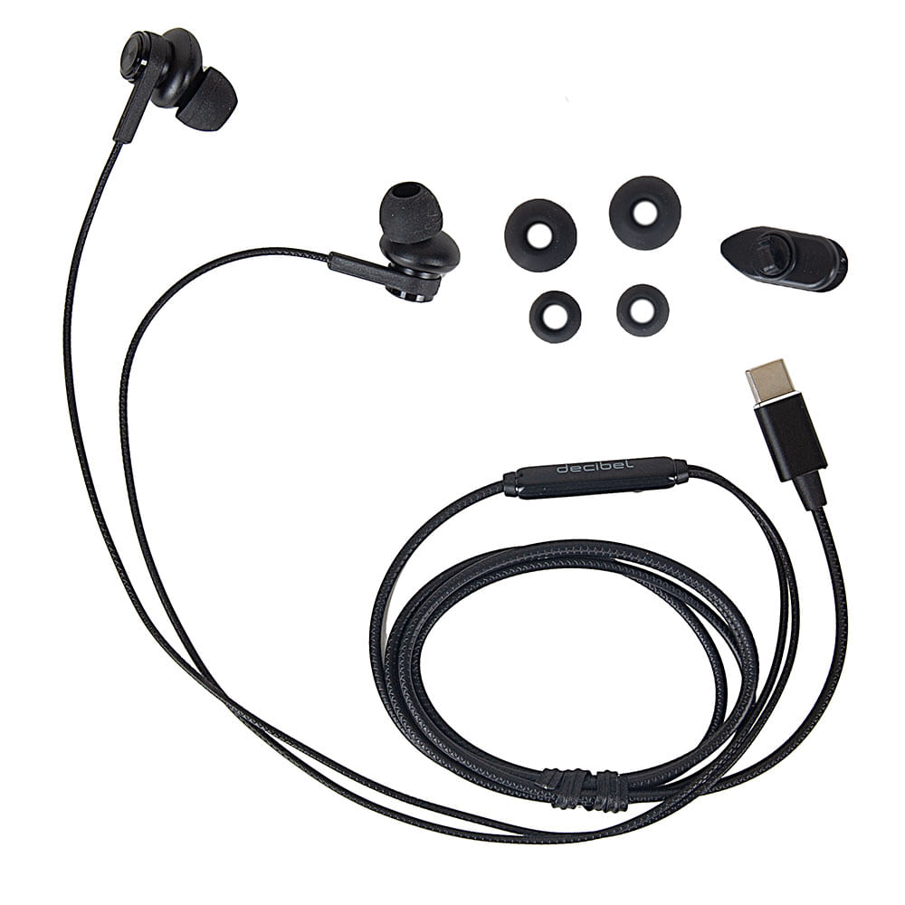 Imagen 2 del producto Audífonos in ear con micrófono Decibel almohadillas de silicona, conector tipo C, control de llamadas, negro