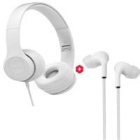 Audífonos on ear con micrófono + Audífonos in ear con micrófono Izuum, blanco