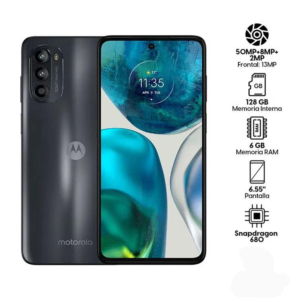 Imagen 2 del producto Celular Motorola G52 128GB, 6GB RAM, cámara trasera 50MP y frontal 13MP, 6.55"", negro