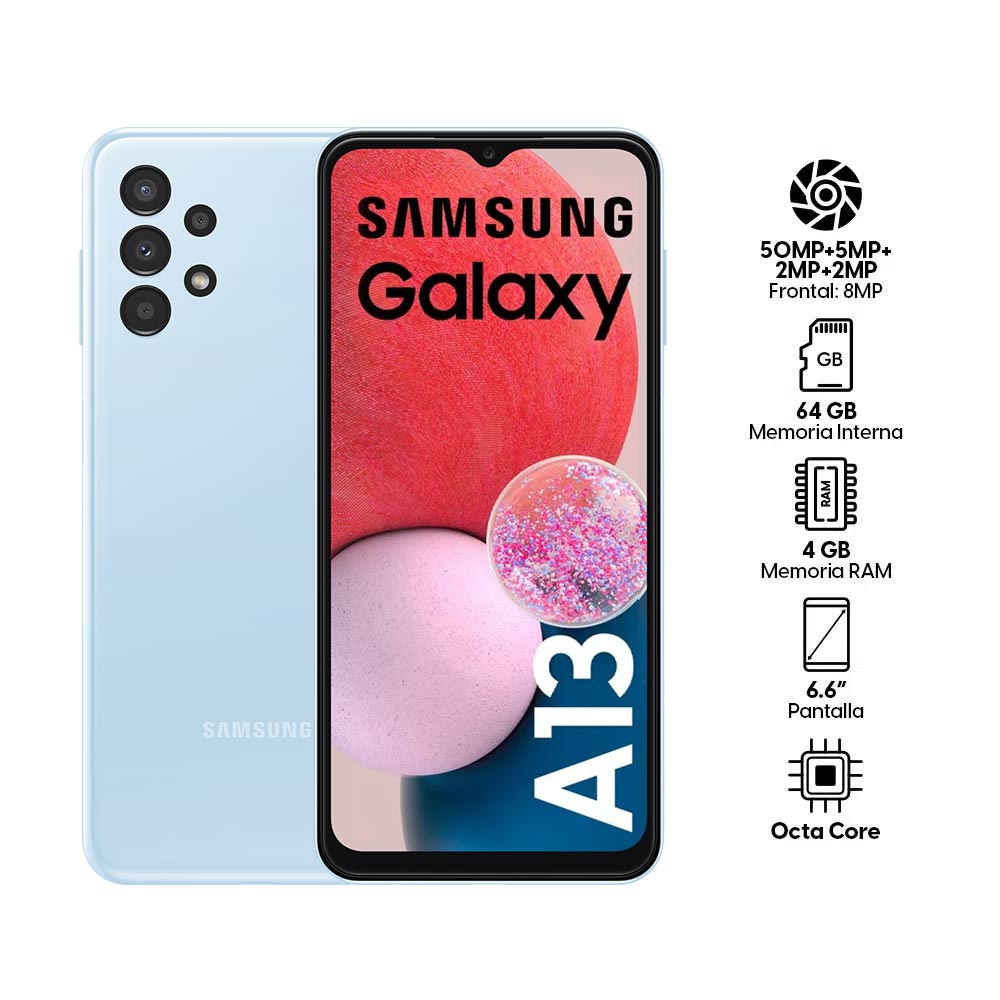 Imagen 2 del producto Celular Samsung Galaxy A13 64GB, 4GB RAM, cámara trasera 50MP y frontal 8MP, 6.5"", Octa-Core, azul