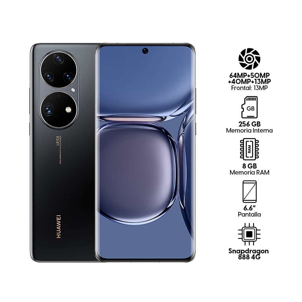 Imagen 2 del producto Celular Huawei P50 Pro 256GB, 8GB RAM, cámara trasera 64MP y frontal 13MP, 6.6"", negro