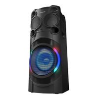 Parlante torre bluetooth Panasonic One Box TMAX40, 1200W, Airquake Bass, woofer, CD/radio FM, karaoke, doble entrada micrófono,  control remoto