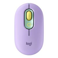 Mouse inalámbrico Logitech POP, bluetooth, 4000 dpi, 4 botones, usa pila, lila con verde