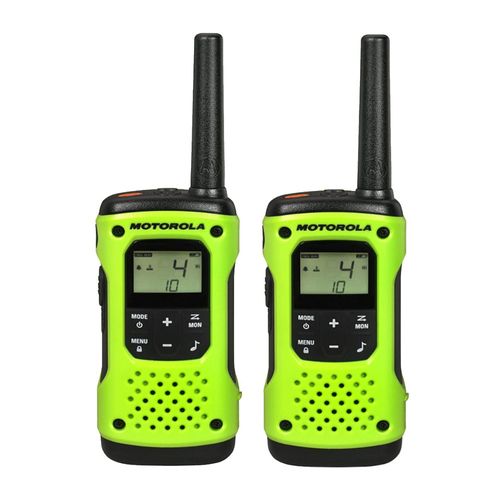 Radio FRS Motorola Talkabout T600 con linterna, 14 canales, alcance 35 km, IP67, aprox. 10 horas, negro y verde