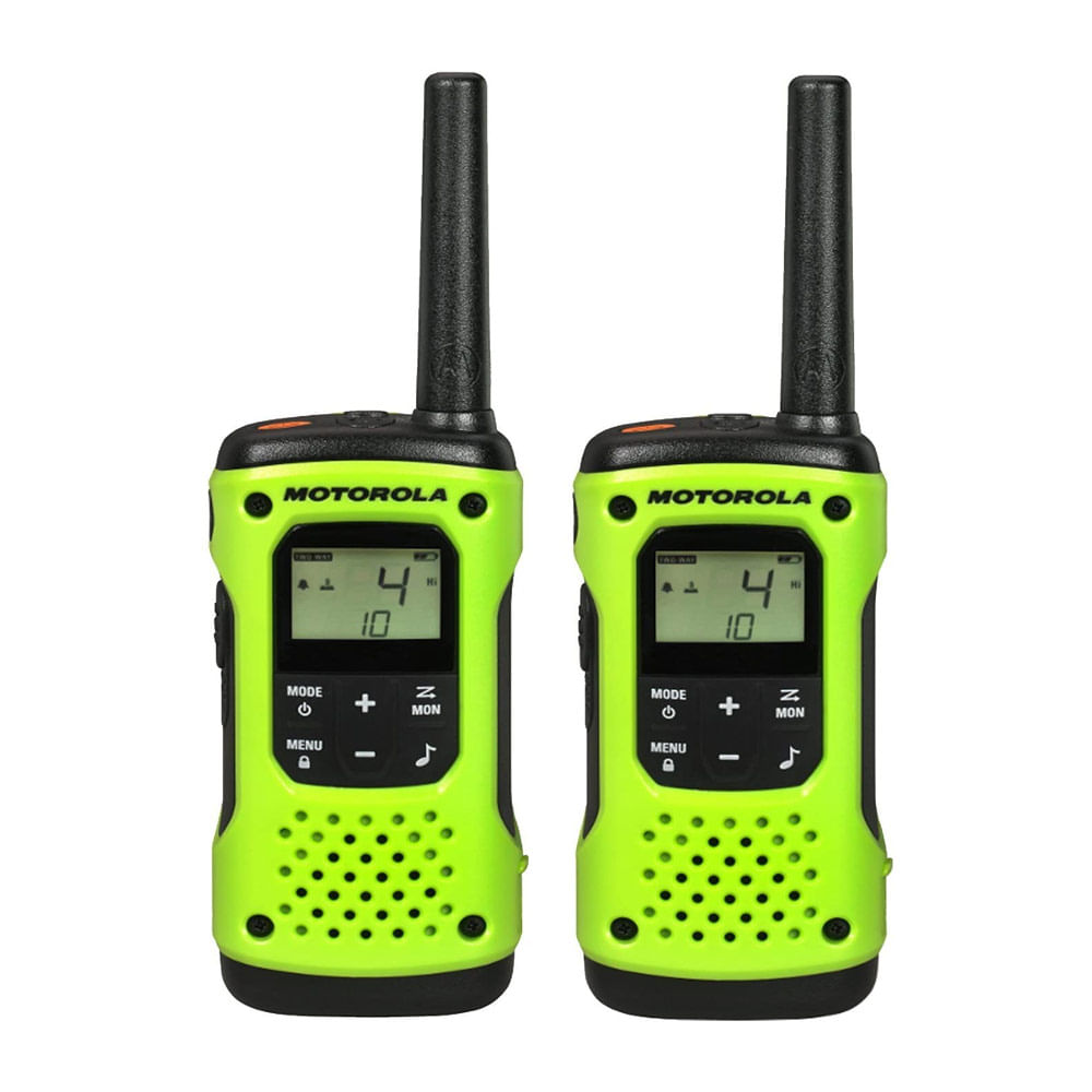 Radio FRS Motorola Talkabout T600 con linterna, 14 canales, alcance 35 km, IP67, aprox. 10 horas, negro y verde