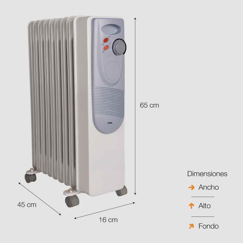 Imagen 2 del producto Estufa a aceite Sole portátil, 2000w, cubre hasta 17m2, 9 celdas, blanco humo