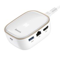 Cargador de Laptop 60w, Hub Tipo-C 6 en 1 : 6 puertos, 2 x USB 3.0, HDMI, SD/TF, RJ45