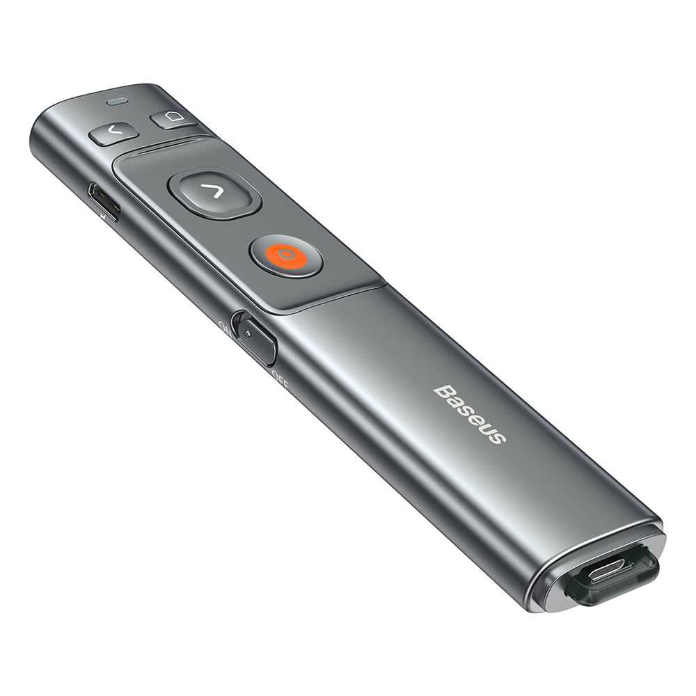 Imagen 1 del producto Presentador inalámbrico Baseus WKCD000013, receptor usb Tipo-C, láser rojo, recargables, gris