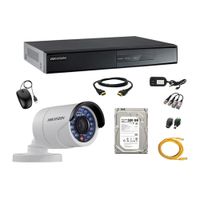 Kit de cámaras de seguridad Hikvision 1 cámara, 1080P + DVR + disco duro de 500GB