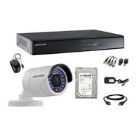 Kit de cámaras de seguridad Hikvision 1 cámara, 720P + DVR + disco duro de 500GB