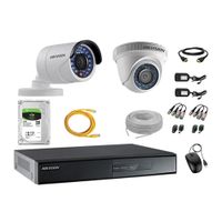 Kit de cámaras de seguridad Hikvision 2 cámaras, 1080P + DVR + disco duro de 1TB + 40 m de cable Cat 5E