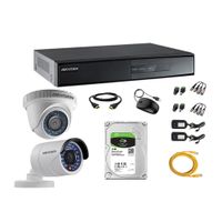 Kit de cámaras de seguridad Hikvision 2 cámaras, 1080P, visión nocturna + DVR + disco duro de 1TB
