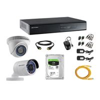 Kit de cámaras de seguridad Hikvision 2 cámaras, 720P + DVR + disco duro de 1TB