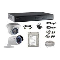 Kit de cámaras de seguridad Hikvision 2 cámaras, 720P + DVR + disco duro de 500GB + 40 m de cable Cat 5E