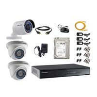 Kit de cámaras de seguridad Hikvision 3 cámaras, 720P + DVR + disco duro de 500GB