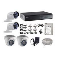 Kit de cámaras de seguridad Hikvision 4 cámaras, 1080P + DVR + disco duro de 500GB + 80 m de cable Cat 5E