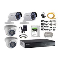 Kit de cámaras de seguridad Hikvision 4 cámaras, 1080P + DVR + disco duro de 2TB + 80 m de cable Cat 5E