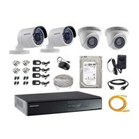 Kit de cámaras de seguridad Hikvision 4 cámaras, 720P + DVR + disco duro de 500GB + 80 m de cable Cat 5E