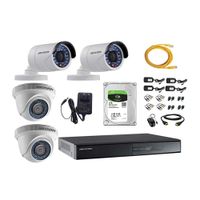 Kit de cámaras de seguridad Hikvision 4 cámaras, 720P + DVR + disco duro de 1TB