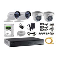 Kit de cámaras de seguridad Hikvision 4 cámaras, 720P + DVR + disco duro de 1TB + 80 m de cable Cat 5E