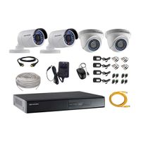 Kit de cámaras de seguridad Hikvision 4 cámaras, 720P + DVR + cable HDMI + 80 m de cable Cat 5E