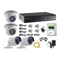 Kit de cámaras de seguridad Hikvision 4 cámaras, 720P + DVR + disco duro de 1TB + cable HDMI