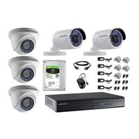 Kit de cámaras de seguridad Hikvision 5 cámaras, 1080P, visión nocturna + DVR + disco duro de 2TB