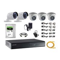 Kit de cámaras de seguridad Hikvision 5 cámaras, 720P + DVR + disco duro de 1TB + cable HDMI
