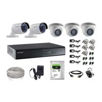 Kit de cámaras de seguridad Hikvision 5 cámaras, 720P + DVR + disco duro de 1TB + 100 m de cable Cat 5E