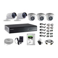 Kit de cámaras de seguridad Hikvision 5 cámaras, 720P + DVR + disco duro de 2TB + 100 m de cable Cat 5E