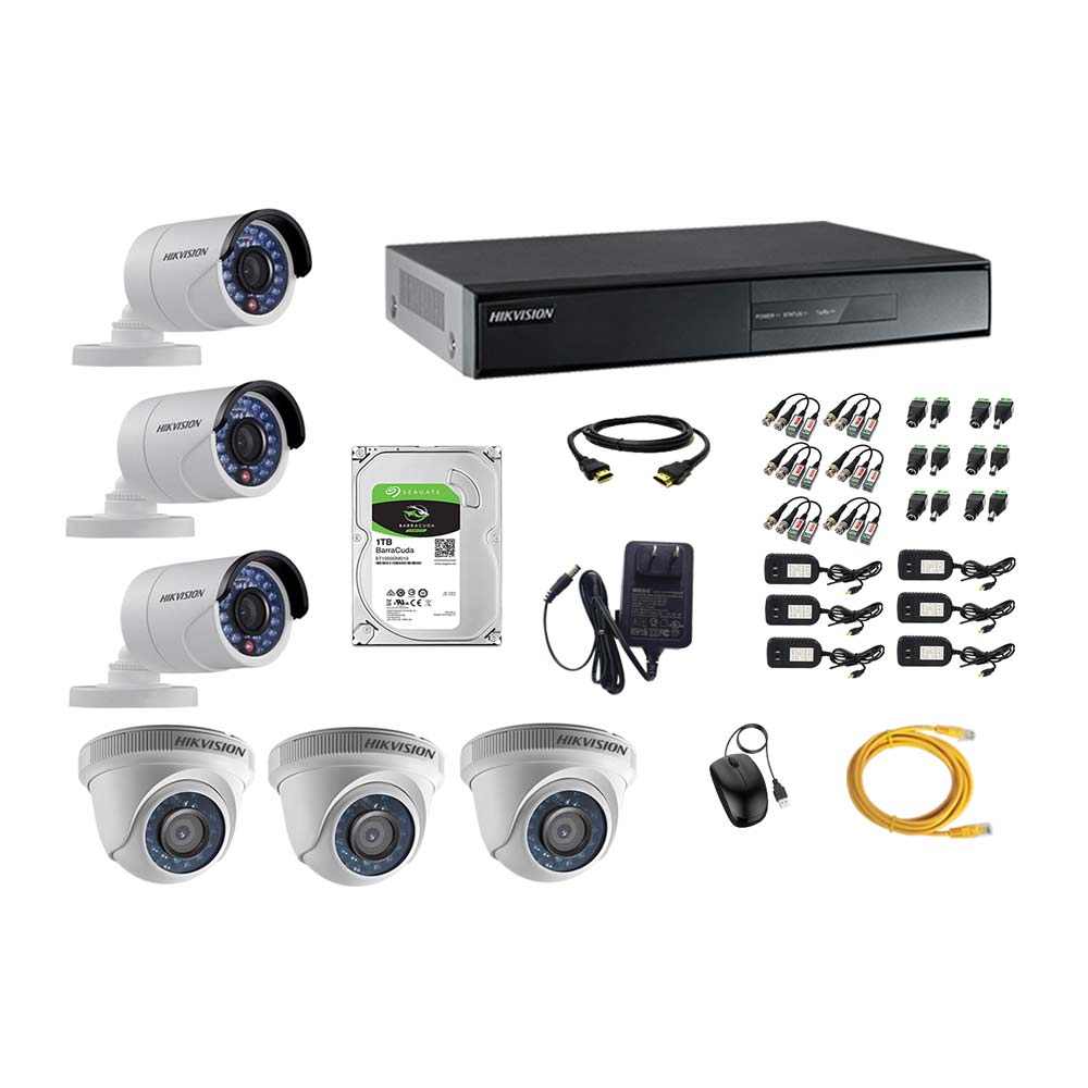 Imagen 1 del producto Kit de cámaras de seguridad Hikvision 6 cámaras, 1080P + DVR + disco duro de 1TB
