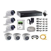 Kit de cámaras de seguridad Hikvision 6 cámaras, 1080P + DVR + disco duro de 1TB + 120 m de cable Cat 5E