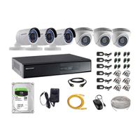 Kit de cámaras de seguridad Hikvision 6 cámaras, 1080P + DVR + disco duro de 2TB + 120 m de cable Cat 5E