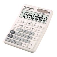Calculadora de mesa Coolbox Teraware 12 dígitos, funciona a pila y energía solar, blanco