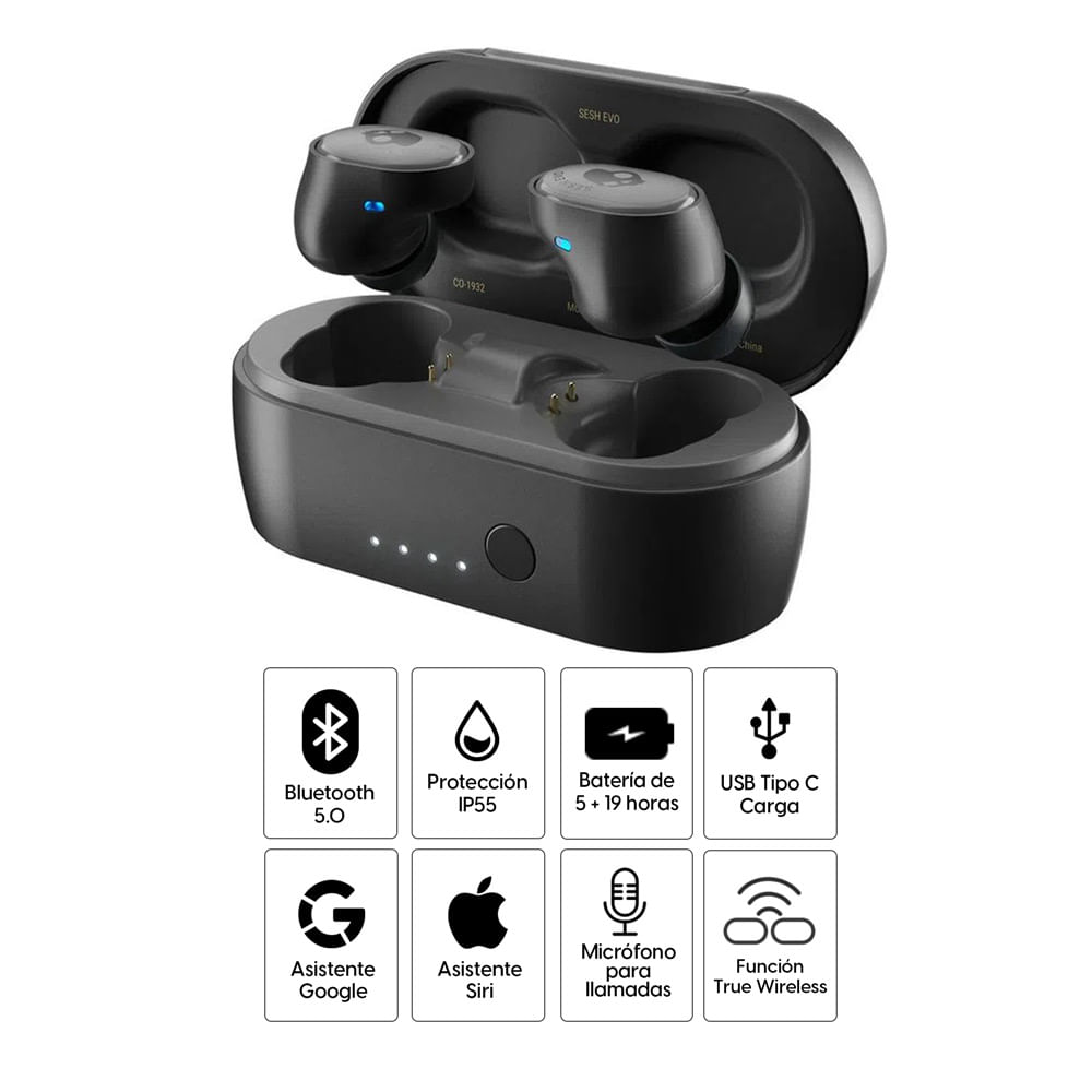Imagen 2 del producto Audífonos bluetooth True Wireless Skullcandy Sesh Evo resistente al agua IP55, duración máx. 5 horas, negro