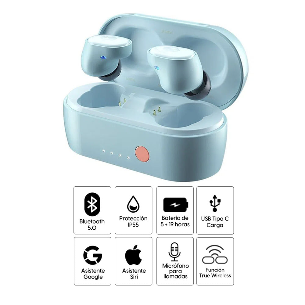 Imagen 2 del producto Audífonos bluetooth True Wireless Skullcandy Sesh Evo resistente al agua IP55, duración máx. 5 horas, azul