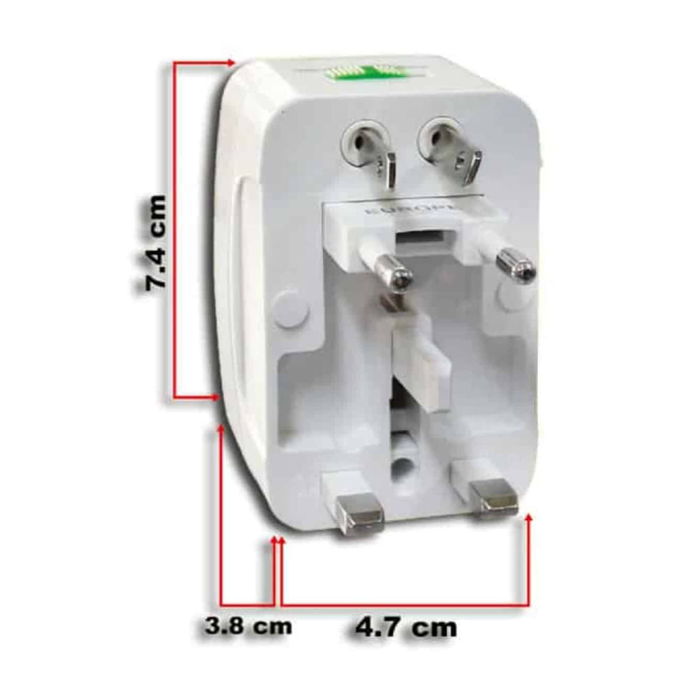 Imagen 2 del producto Adaptador de corriente Opalux toma múltiple, 3 tipos de enchufe 13A, 250V AC, blanco + bolsa de viaje