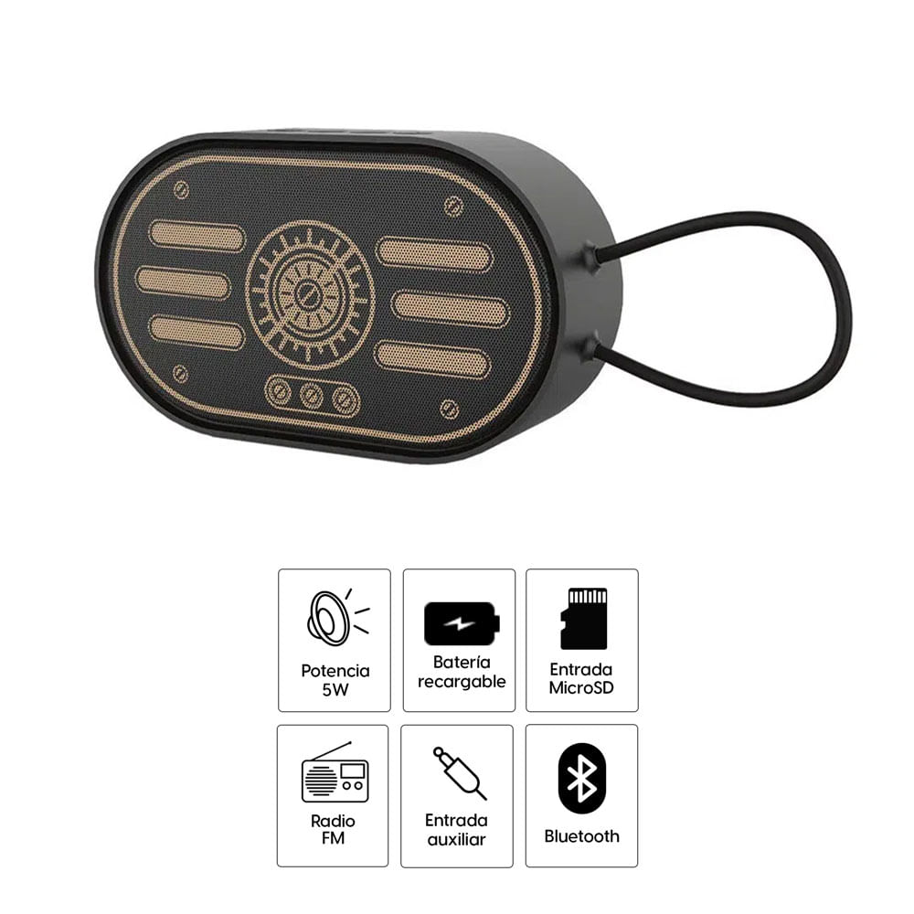 Imagen 2 del producto Parlante bluetooth portátil Decibel batería recargable, negro