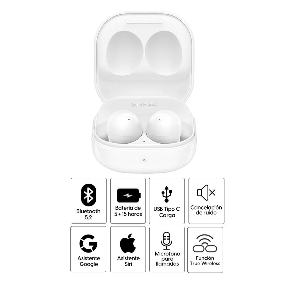 Imagen 2 del producto Audífonos bluetooth True Wireless Samsung Galaxy Buds 2 duración máx. 5 horas, cancelación de ruido,blanco
