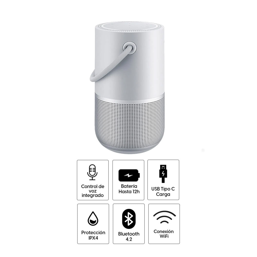 Imagen 2 del producto Parlante bluetooth Bose Home Portable con asa, IPX4, máx. 12 horas, silver