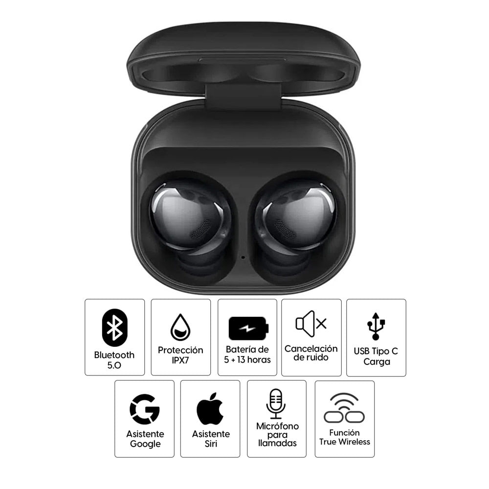 Imagen 2 del producto Audífonos bluetooth True Wireless Samsung Galaxy Buds Pro resistente al agua IPX7, duración máx. 5 horas, cancelación de ruido, negro