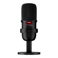 Micrófono Hyperx SoloCast, conexión usb, multipatrón, luz led, color negro