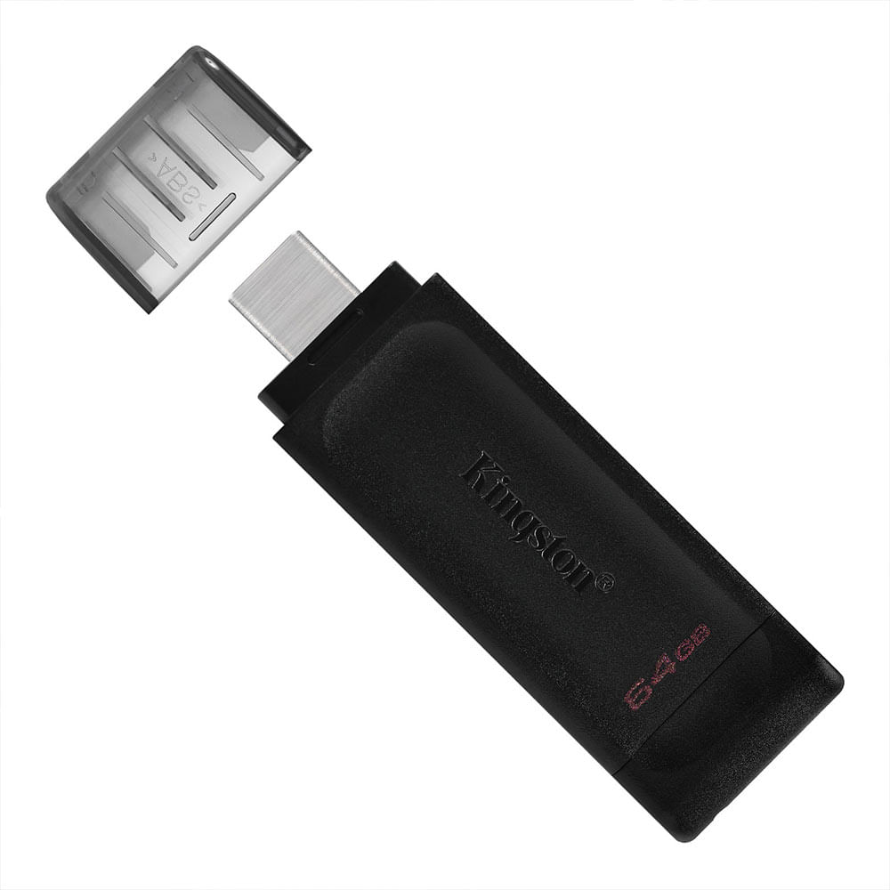 Memoria Kingston DataTraveler 70 Unidad flash USB-C 64GB de capacidad, con velocidades USB 3.2 Gen 1, portátil y ligera, negro