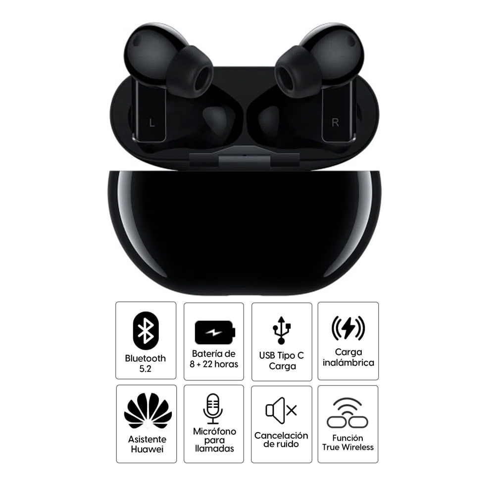 Imagen 2 del producto Audífonos bluetooth True Wireless Huawei Freebuds Pro duración máx. 8 horas, cancelación de ruido, negro