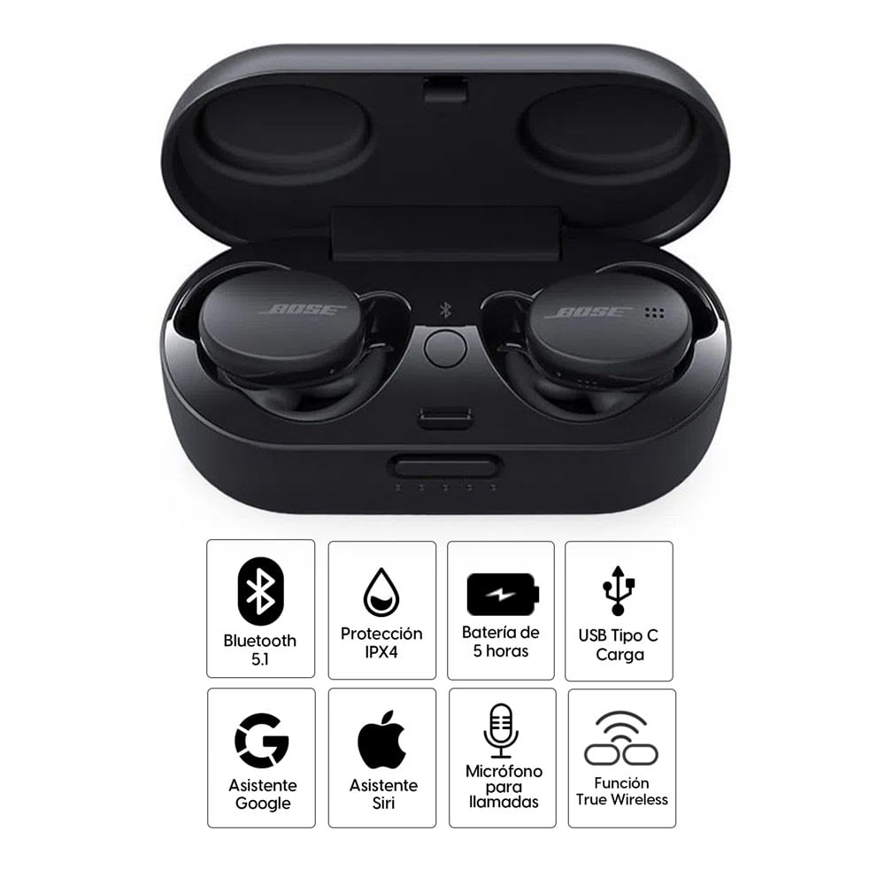 Imagen 2 del producto Audífonos bluetooth True Wireless Bose Sport Earbuds resistente al agua IPX4, duración máx. 5 horas, negro