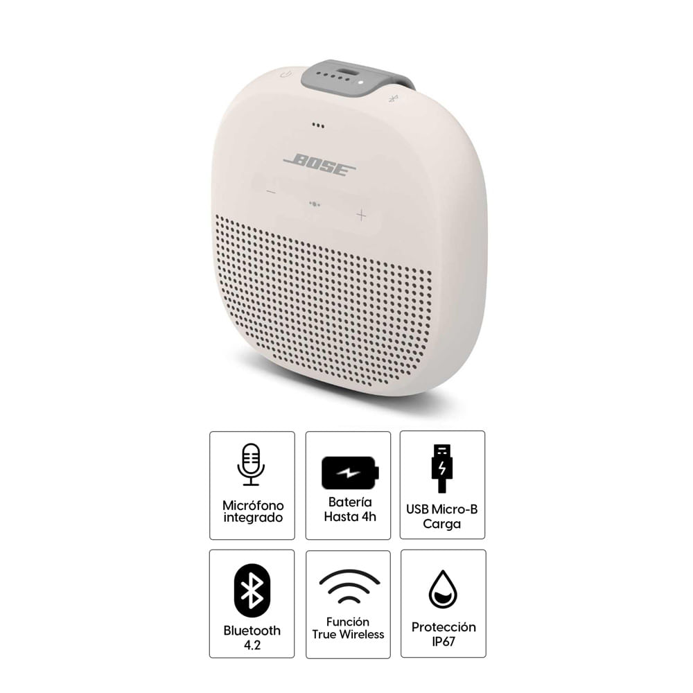 Imagen 2 del producto Parlante bluetooth Bose Soundlink Micro resistente al agua IP67, máx. 6 horas, blanco humo