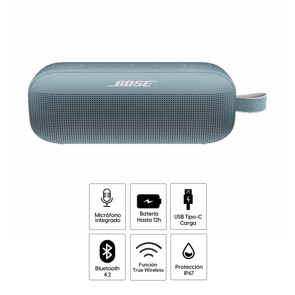 Imagen 2 del producto Parlante bluetooth Bose Soundlink Flex resistente al agua IP67, máx. 12 horas, tecnología PositionIQ, azul