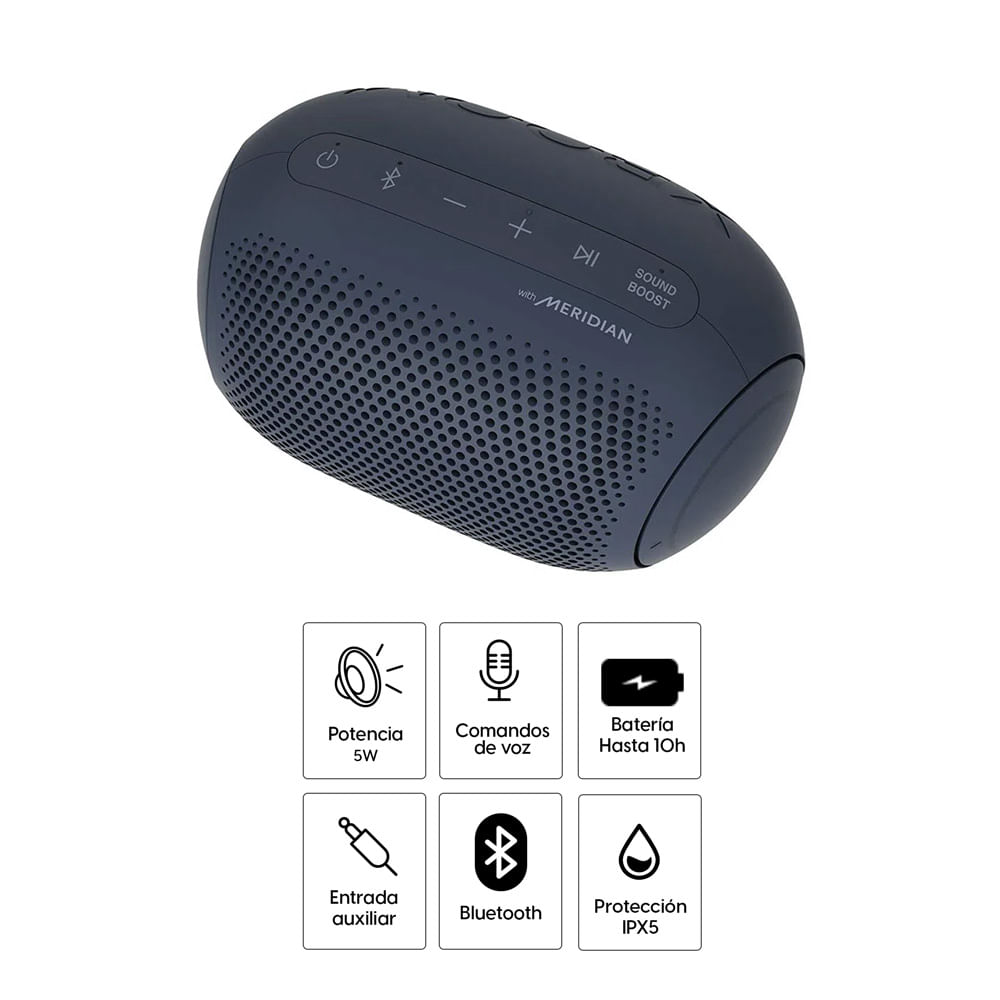 Imagen 2 del producto Parlante bluetooth LG Xboom Go PL2 portátil 5w, ipx5, máx. 10 horas, negro