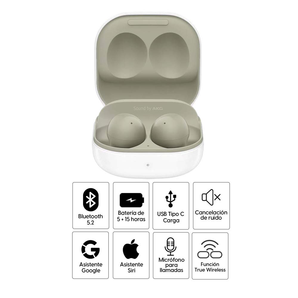 Imagen 2 del producto Audífonos bluetooth True Wireless Samsung Galaxy Buds 2 duración máx. 5 horas, cancelación de ruido, verde
