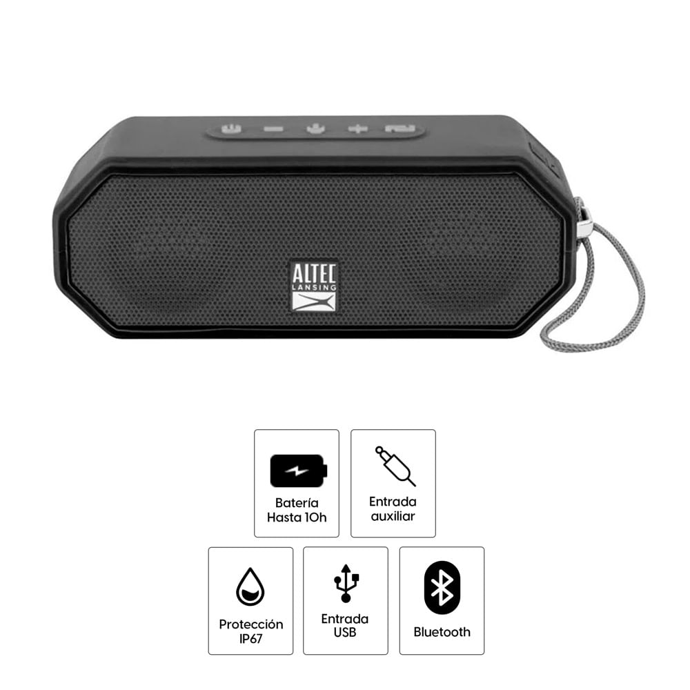 Imagen 2 del producto Parlante bluetooth Altec Lansing Jacket H20 4 IP67, máx. 10 horas, negro